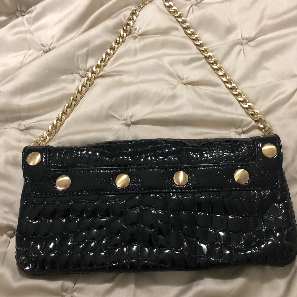 Michael Kors Black Patent & Gold clutch - Picture 7 of 8